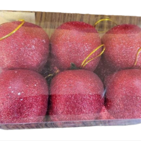 Set of 12 Sparkly Apple Ornaments | Glitter Holiday Decor - Picture 1 of 14